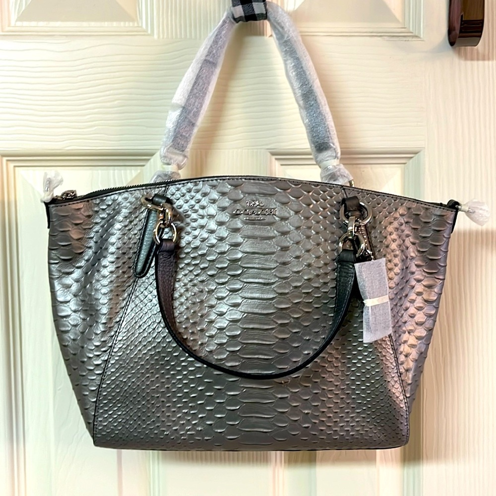 NWT Coach Gunmetal Python purse